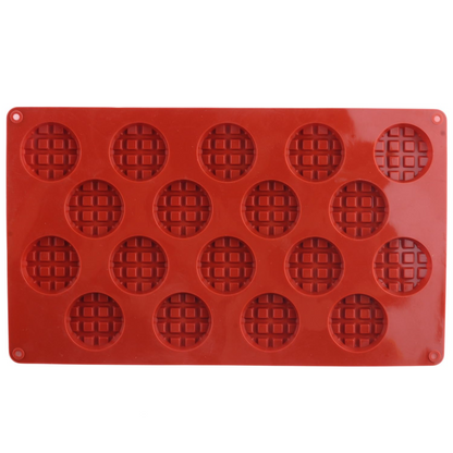 18 Cavity Round Mini Waffle Silicone Mold for Chocolate Cookies and Desserts