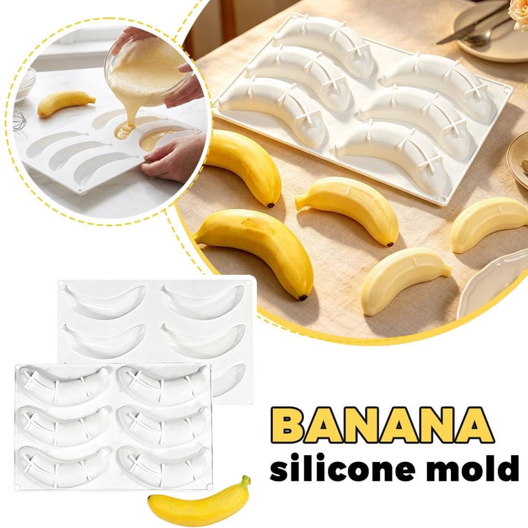 6 cavity Banana Shaped Silicone Mould Dessert Chocolate Jelly Pudding Ice Cream