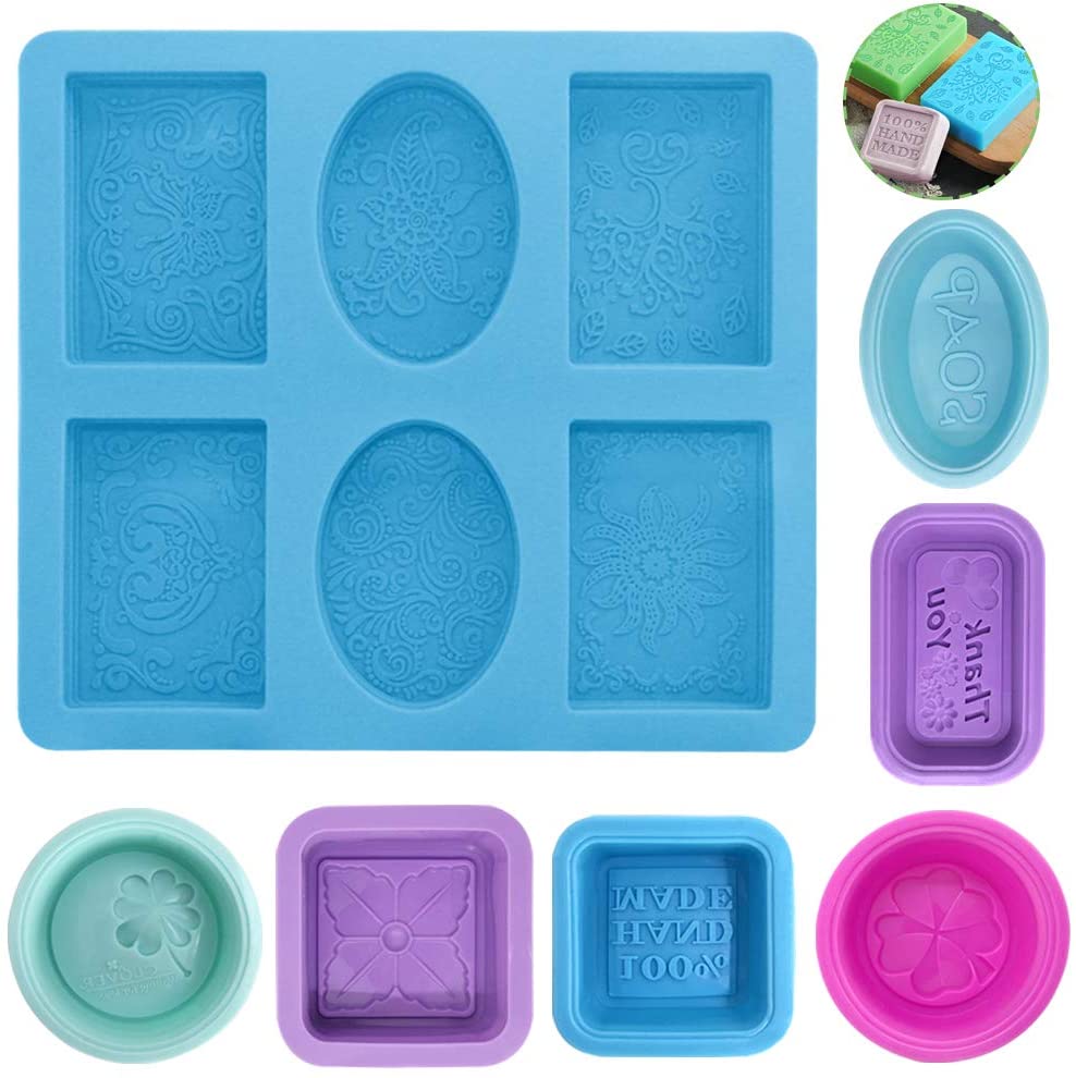 6 Cavity Decorative Silicone Soap Mold Set for Handmade Soap Candle Resin Plaster