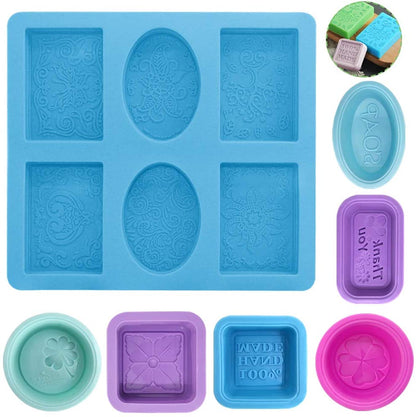 6 Cavity Decorative Silicone Soap Mold Set for Handmade Soap Candle Resin Plaster