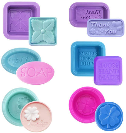 6 Cavity Decorative Silicone Soap Mold Set for Handmade Soap Candle Resin Plaster