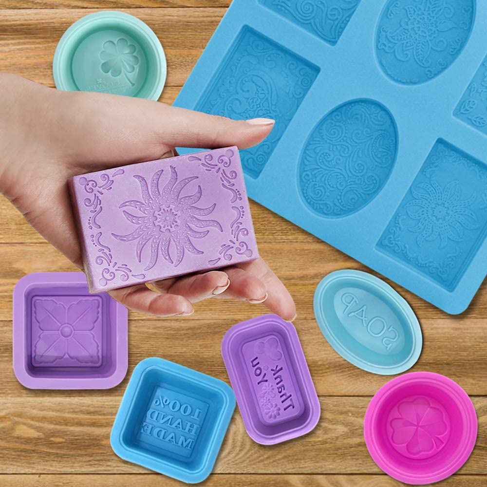 6 Cavity Decorative Silicone Soap Mold Set for Handmade Soap Candle Resin Plaster