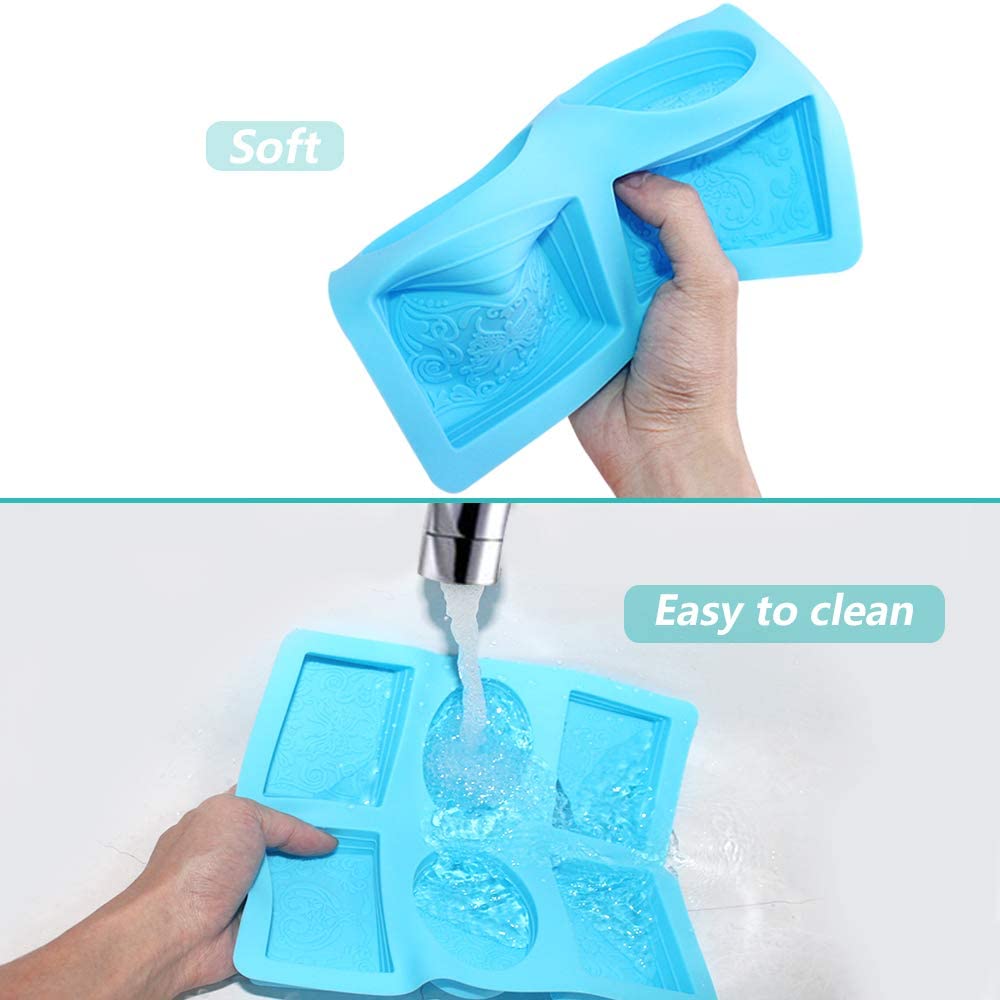 6 Cavity Decorative Silicone Soap Mold Set for Handmade Soap Candle Resin Plaster