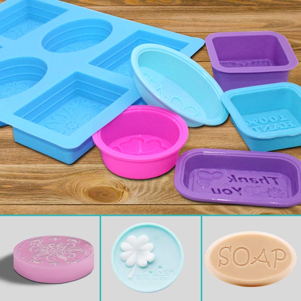6 Cavity Decorative Silicone Soap Mold Set for Handmade Soap Candle Resin Plaster