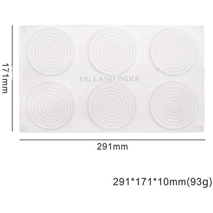 6 Cavity Spiral Shape Silicone Cake Mold Chocolate Pastry Pudding Jelly