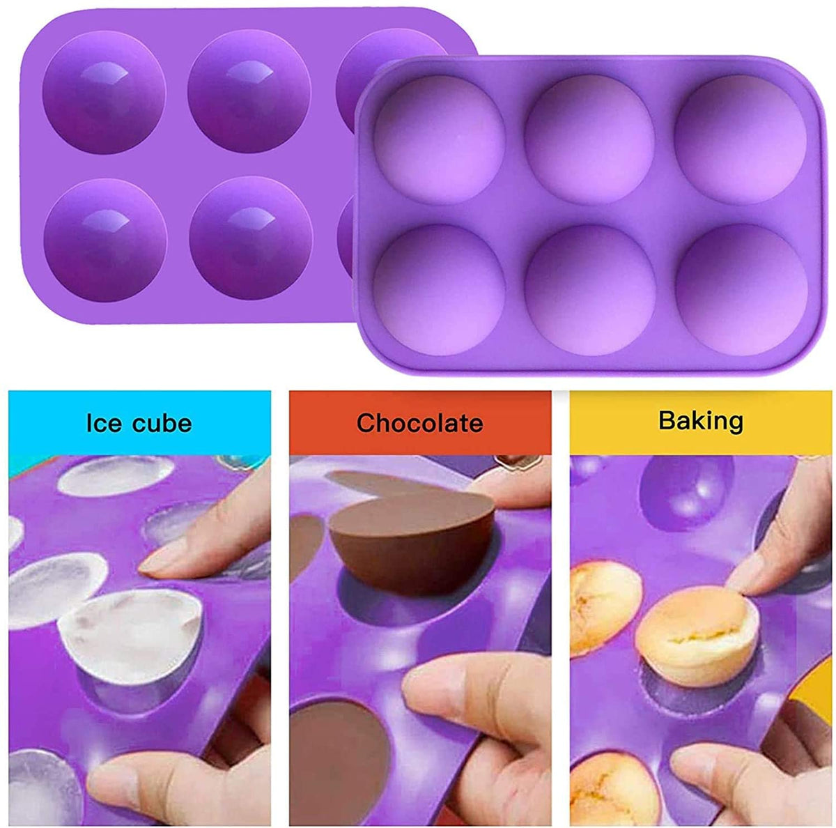 6 Cavity Round Silicone Mousse Cake Mold for Chocolate Pastry Pudding Jelly Ice Cream
