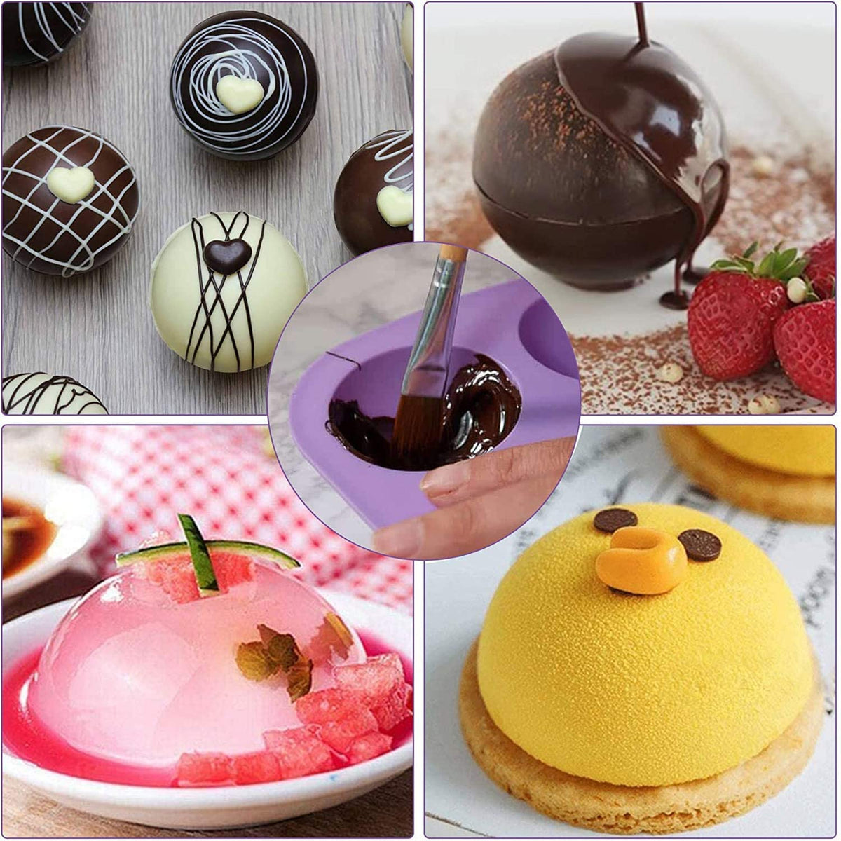 6 Cavity Round Silicone Mousse Cake Mold for Chocolate Pastry Pudding Jelly Ice Cream
