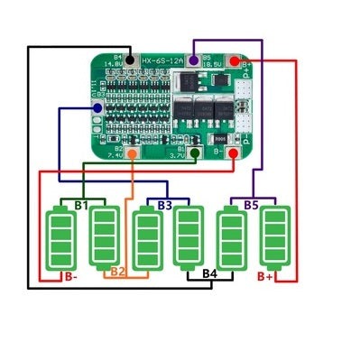 6S 12A Lithium Battery 18650 Charger PCB BMS Protection Board