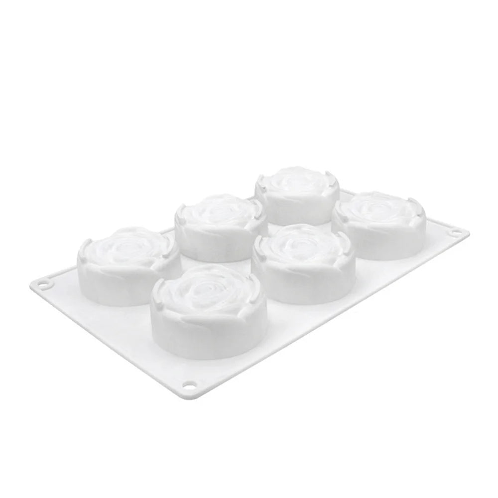 6 Cavity 3D Rose Flower Silicone Mould Chocolate Jelly Pudding Ice Cream & Frozen Desserts