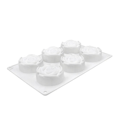 6 Cavity 3D Rose Flower Silicone Mould Chocolate Jelly Pudding Ice Cream & Frozen Desserts