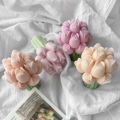 3D Tulip Bouquet Candle Silicone Mold DIY Candle Making Floral Decor & Handmade Gifts