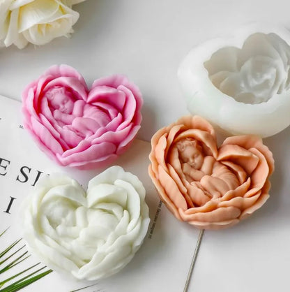 3D Heart Baby Rose Silicone Candle Mold DIY Scented Candles Decorative Gifts & Home Décor