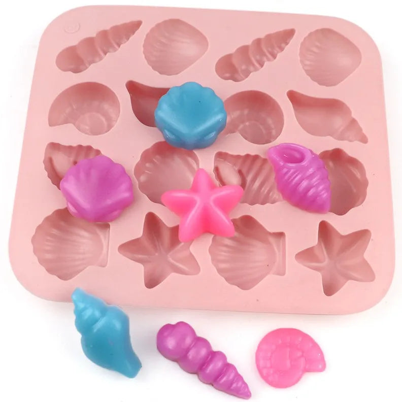 16 Cavity Sea Shell Silicone Mold Cake Decoration Jelly Soap Resin Candle