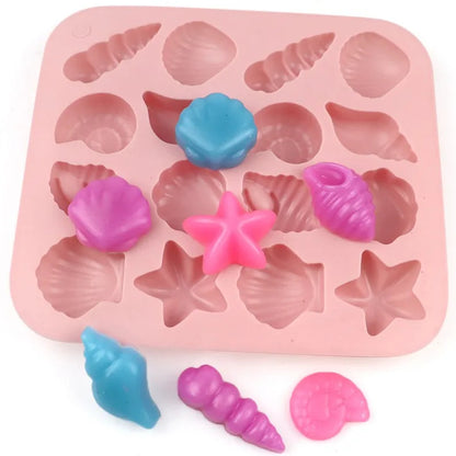 16 Cavity Sea Shell Silicone Mold Cake Decoration Jelly Soap Resin Candle