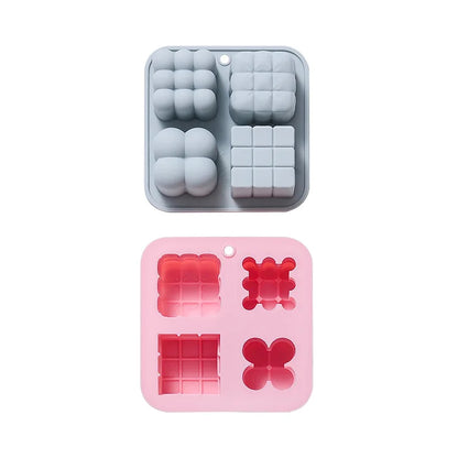 4 Cavity 3D Multi-Shape Silicone Candle Mold  DIY Candles Soap & Crafts
