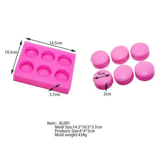 6 Cavity Macaron Silicone Mold for Mousse Cakes Desserts Chocolate and Baking