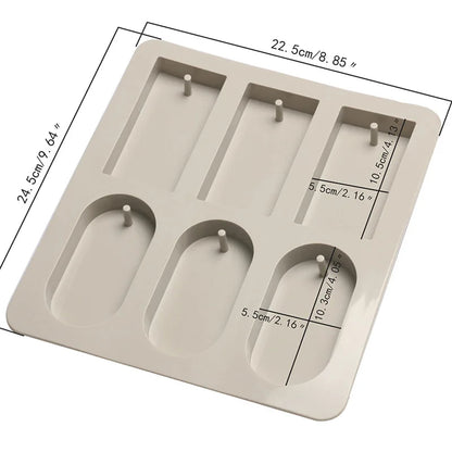 6 Cavity Silicone Mould for Rectangle and Oval Wax Sachets Soap Bars and DIY Craft Projects