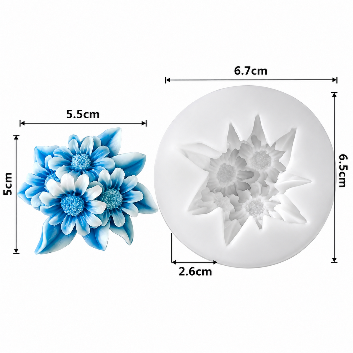 Sunflower Topping Flower Silicone Candle Mold for Candle Making Chocolate Fondant & DIY Crafts