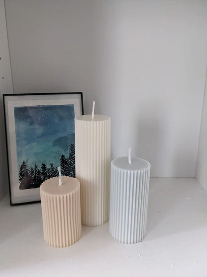 3D Round Ribbed Pillar Polycarbonate Candle Mold Long Lasting Candle Output