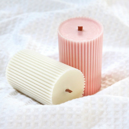 3D Round Ribbed Pillar Polycarbonate Candle Mould 7.5 CM Home Decor Candle Mold