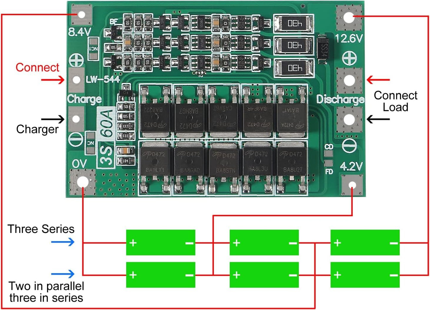 3S 60A Lithium Battery Charger BMS 18650 Protection Module Circuit