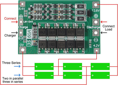 3S 60A Lithium Battery Charger BMS 18650 Protection Module Circuit
