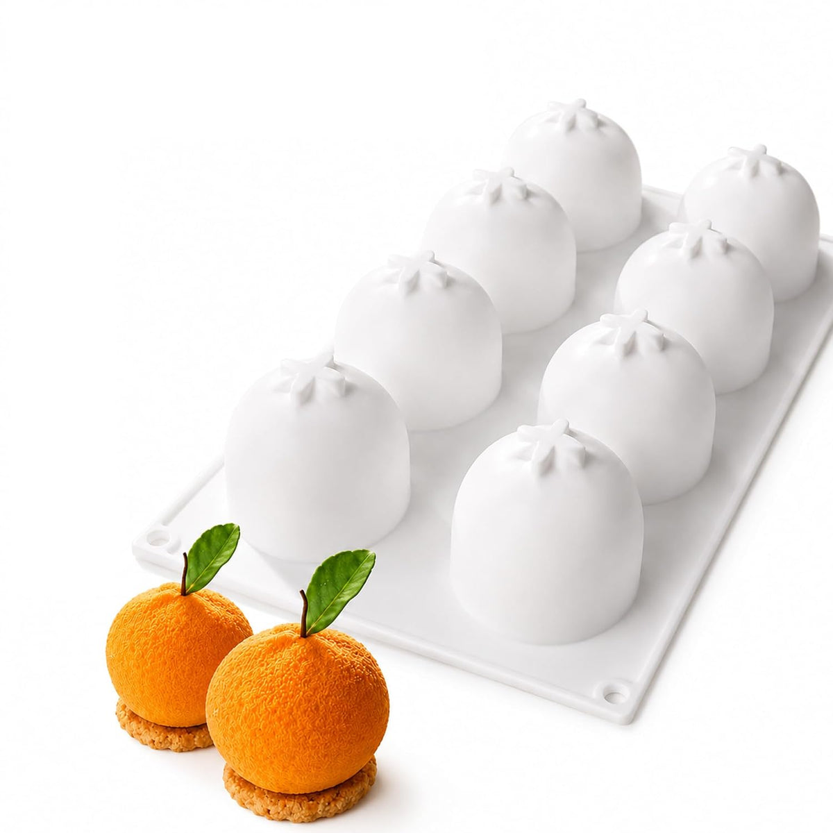 8 Cavity 3D Orange Shape Silicone Mould Chocolate Fruit Dessert Pudding Jelly & Ice Cream