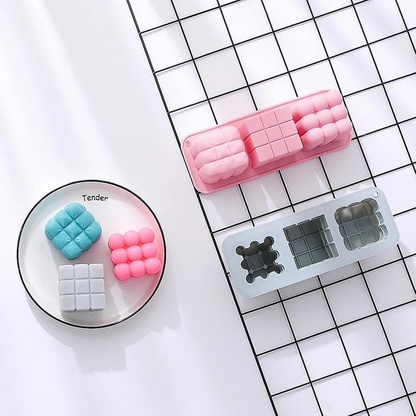 3D Bubble & Square Silicone Candle Mold DIY Soap Candle Cake