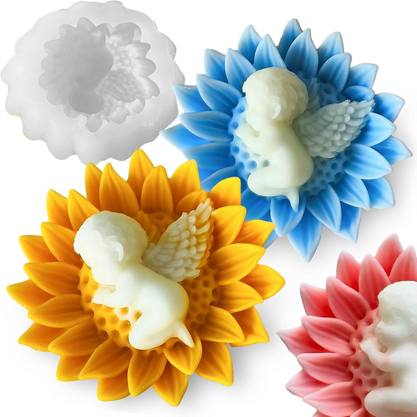 3D Sunflower Angel Baby Silicone Mold Candle Making Soap Cake Decoration & DIY Gifts