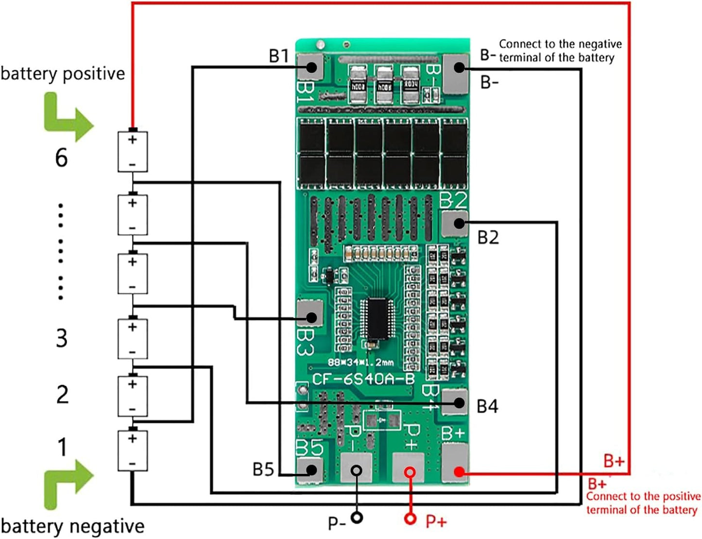 6S 40A 24V BMS 18650 Lithium Battery Protection Board PCB Protection Board 18650 Charger Module for Li-ion Lithium Battery Module Over-Discharge/Over-Current
