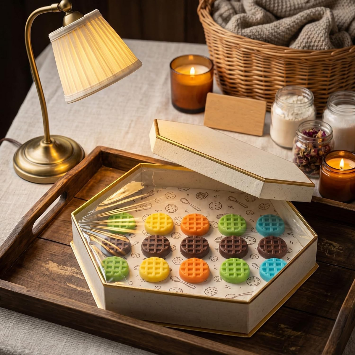 18 Cavity Round Mini Waffle Silicone Mold for Chocolate Cookies and Desserts