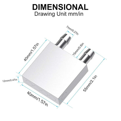 Water Cooling Block 40x40x12mm Liquid Cooler Water block radiator for GPU CPU cooling Heatsink (Aluminium)