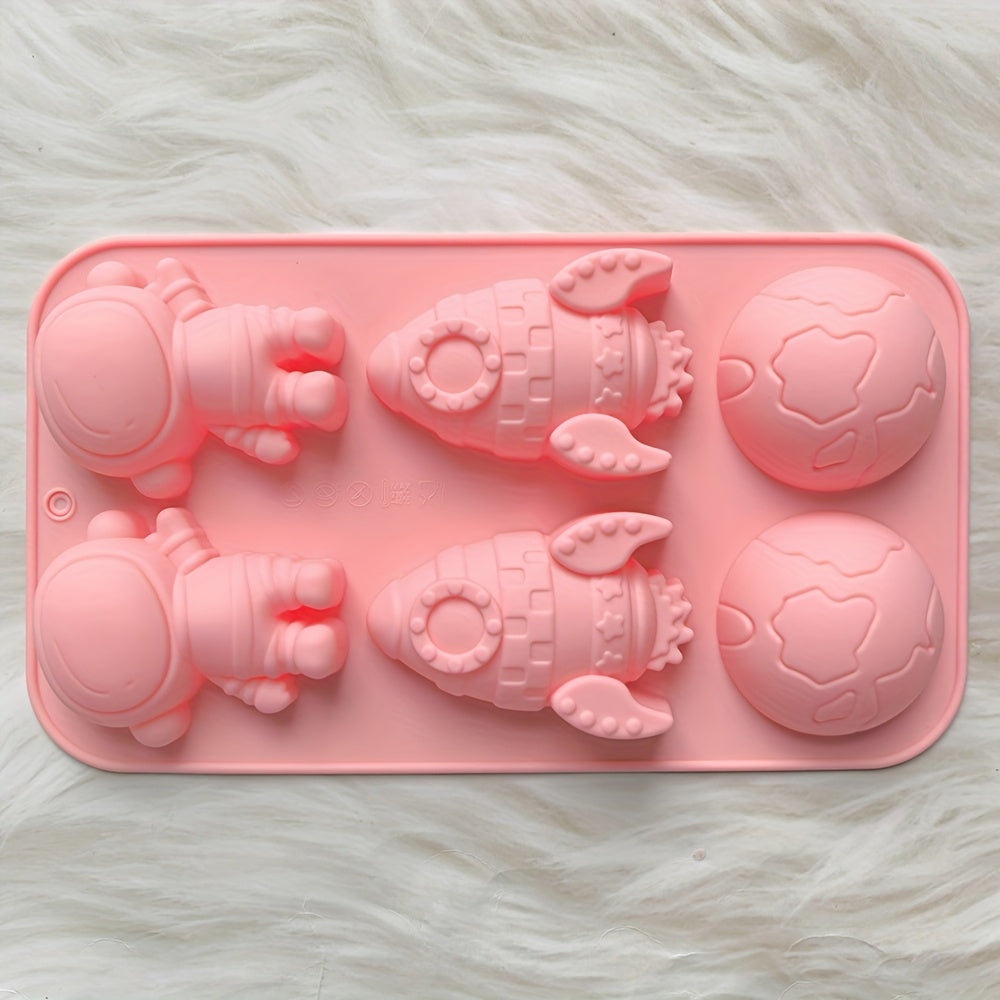 6 Cavity Silicone Rocket Astronaut Shaped Chocolate Candy Cake Mold