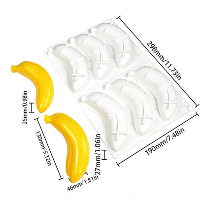6 cavity Banana Shaped Silicone Mould Dessert Chocolate Jelly Pudding Ice Cream