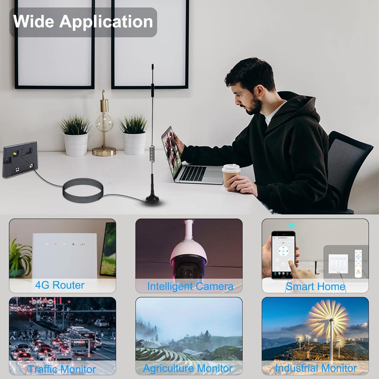 4G LTE SMA Antenna, 12dBi GSM High Gain Omni for Huawei ZTE USB Dongle and Mobile WiFi Modem