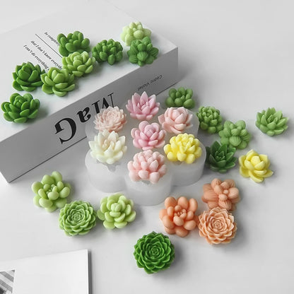 7 Cavity 3D Succulent Silicone Mould for Candle Making Soap Making Resin Art