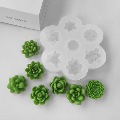 7 Cavity 3D Succulent Silicone Mould for Candle Making Soap Making Resin Art