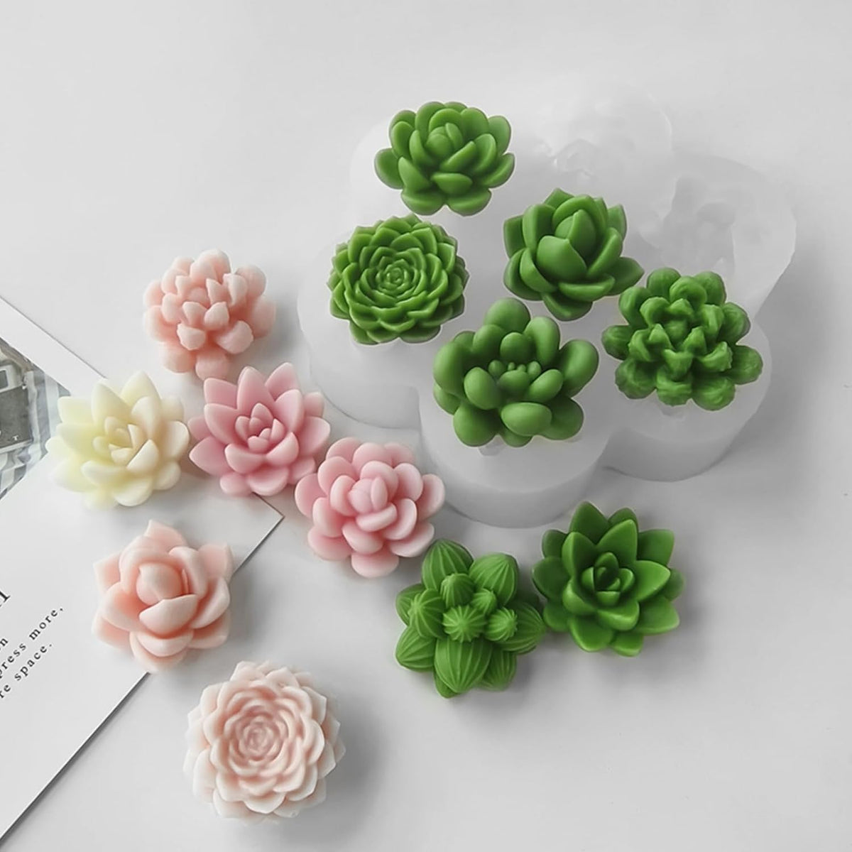 7 Cavity 3D Succulent Silicone Mould for Candle Making Soap Making Resin Art