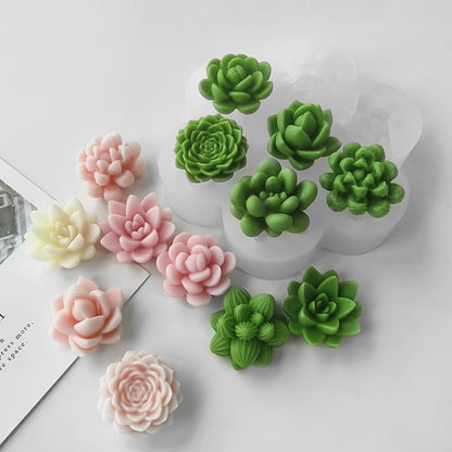7 Cavity 3D Succulent Silicone Mould for Candle Making Soap Making Resin Art