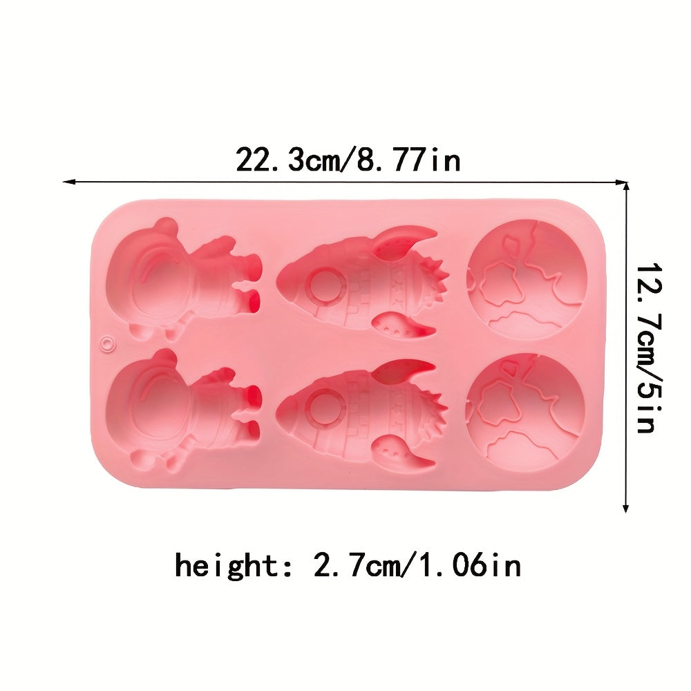 6 Cavity Silicone Rocket Astronaut Shaped Chocolate Candy Cake Mold