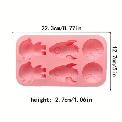 6 Cavity Silicone Rocket Astronaut Shaped Chocolate Candy Cake Mold