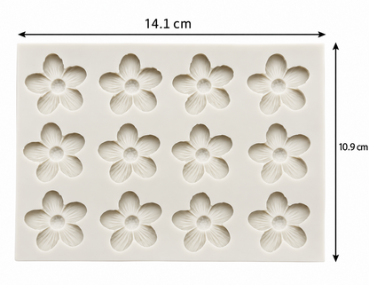 12 Cavity Small Flower Silicone Mould for Fondant Chocolate Cake Decoration and DIY Crafts
