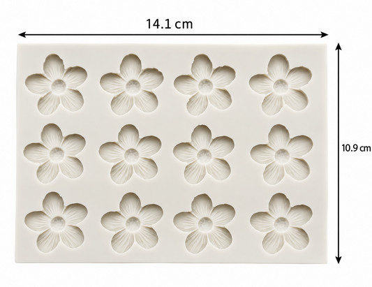12 Cavity Small Flower Silicone Mould for Fondant Chocolate Cake Decoration and DIY Crafts