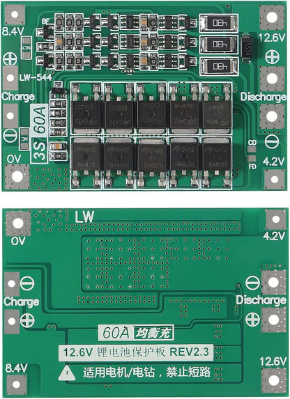 3S 60A Lithium Battery Charger BMS 18650 Protection Module Circuit