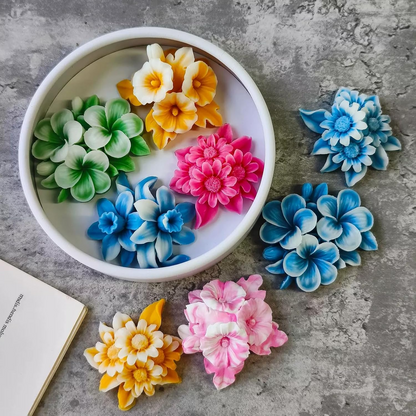 3D Blue Flower Topping Silicone Mold for Candle Making Realistic Floral Bouquet Mould for DIY Soap