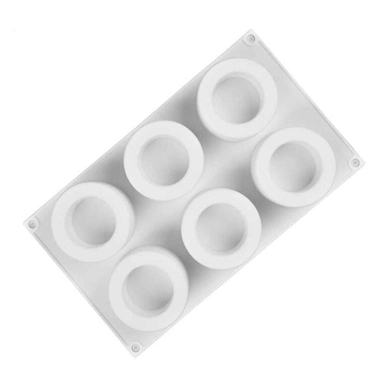6 Cavity Cylinder Jar Silicone Mould for Candle Making Mousse Cake Chocolate and DIY Crafts