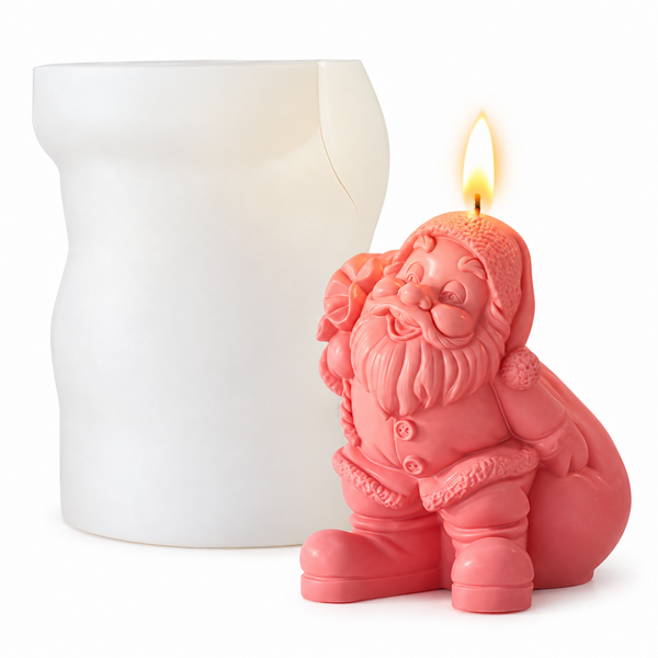 3D Santa Claus Silicone Candle Mould for Christmas DIY Wax Candles Festive Decor