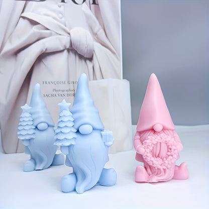 3D Christmas Gnome Tree Silicone Candle Mould for DIY Holiday Decorations