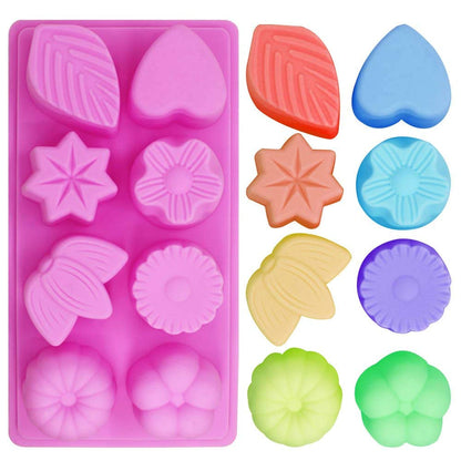 8 Cavity Flower & Leaf Shape Silicone Mold for Soap Candle Resin Chocolate