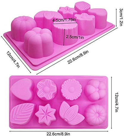 8 Cavity Flower & Leaf Shape Silicone Mold for Soap Candle Resin Chocolate